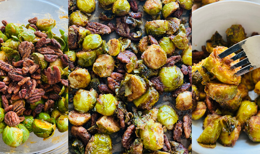 Roasted Brussel Sprouts with Pecans by Fidelia Grace